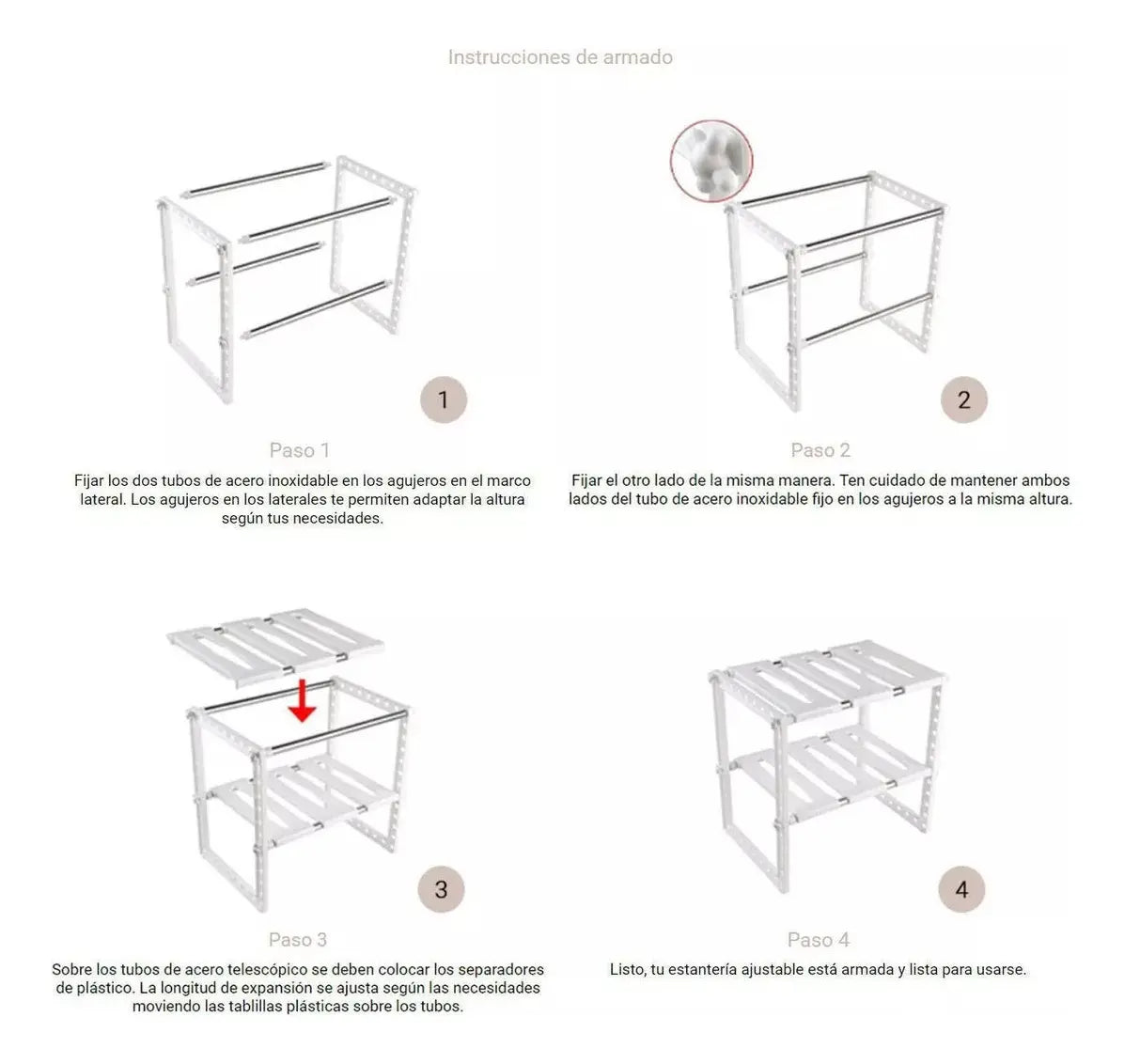 Organizador Doble de Acero Inoxidable